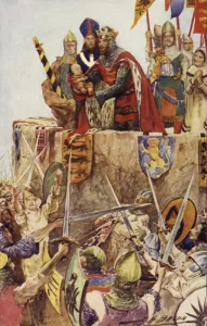 Edward I of England investing his newborn son as the first Prince of Wales Edward I of England investing his newborn son as the first Prince of Wales