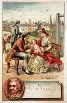 Edward Jenner (1749-1823), an English doctor, inocculates a child the smallpox virus in Edward Jenner (1749-1823), an English doctor, inocculates a child the smallpox virus in