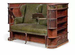 Edwardian carriage seat, early 20th century (mahogany & leather)