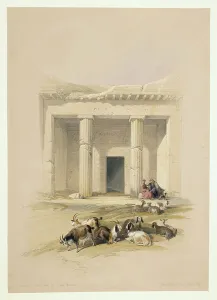 Egypt, entrance to Caves of Beni Hassan, engraving based on drawing by David Roberts Egypt, entrance to Caves of Beni Hassan, engraving based on drawing by David Roberts