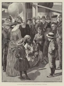 Sea Travel Gallery: An Egyptian Conjuror on Board an Orient Line Steam-Ship at Port Said (engraving)