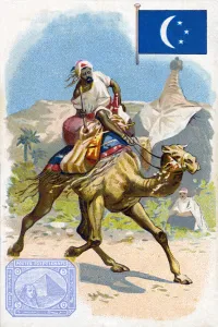 An Egyptian postman delivering mail, late 19th century (colour litho) An Egyptian postman delivering mail, late 19th century (colour litho)