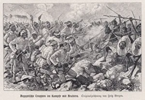 Egyptian troops fighting Mahdist warriors (engraving) Egyptian troops fighting Mahdist warriors (engraving)