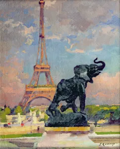 The Eiffel Tower and the Elephant by Fremiet (oil on canvas) The Eiffel Tower and the Elephant by Fremiet (oil on canvas)