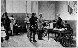 Elections, universal suffrage: a polling station by A.M. Bramtot - Musee Carnavalet Elections, universal suffrage: a polling station by A.M. Bramtot - Musee Carnavalet