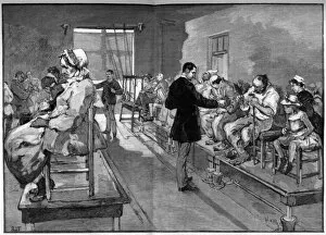 Electrotherapy of the Salpetriere, here the electric baths and localized electrification in 1887 (engraving)