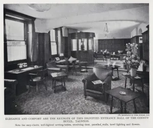 Elegance and Comfort are the Keynote of this Dignified Entrance Hall of the County Hotel, Taunton (b/w photo) Elegance and Comfort are the Keynote of this Dignified Entrance Hall of the County Hotel, Taunton (b/w photo)