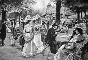 Elegant Company in the City Park of Nuremberg on a Sunday Afternoon, Germany, c. 1890