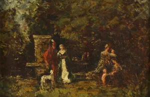 Impasto Gallery: Elegant Figures in a Woodland Glade, c.1860-80 (oil on panel)