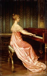 Elegant Lady seated at Piano-Forte, (oil on canvas) Elegant Lady seated at Piano-Forte, (oil on canvas)