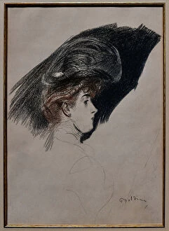 Charcoal Gallery: Elegant Profile, c.1880 (charcoal on paper)