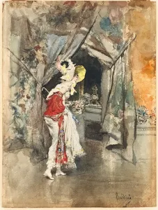 An Elegant Woman in an Interior, c. 1873 (w/c on paper) An Elegant Woman in an Interior, c. 1873 (w/c on paper)
