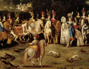 The four elements. Air detail: Ecuyere hunting falcon. Painting by Claude Deruet The four elements. Air detail: Ecuyere hunting falcon. Painting by Claude Deruet