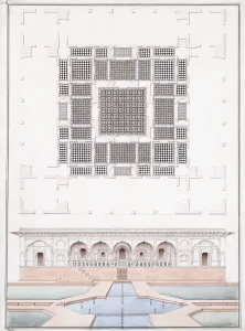 Elevation of the south front and Garden Palace of the Suraj Bhawan at Dig, c Elevation of the south front and Garden Palace of the Suraj Bhawan at Dig, c
