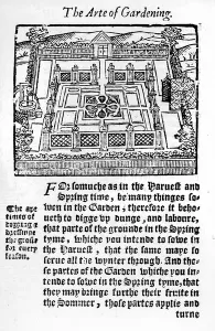 Elizabethan garden from The profitable arte of gardening, 1568 (woodcut) Elizabethan garden from The profitable arte of gardening, 1568 (woodcut)