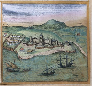 Maps Collection: Elmina from Civitates Orbis Terrarum, c. 1572 (coloured engraving)