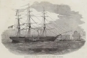 Troopships Gallery: Embarkation of the 3rd Regiment of Lancashire Militia, at Liverpool, for Gibraltar (engraving)
