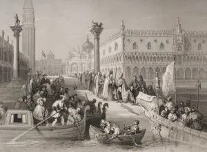 Embarkation of the Doge, Venice, engraved by Challis (litho) Embarkation of the Doge, Venice, engraved by Challis (litho)