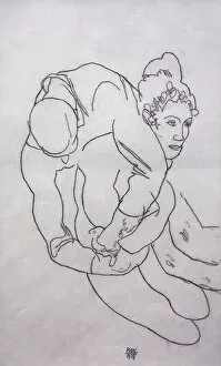 Being Embraced; Umarmende, 1918 (black crayon on paper)