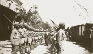 Emir Faisal at Lydda Station, Palestine, with Sir Herbert Samuel, 1920 (b/w photo) Emir Faisal at Lydda Station, Palestine, with Sir Herbert Samuel, 1920 (b/w photo)