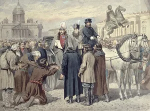 Emperor Alexander II proclaiming the Emancipation Reform of 1861, 1880 (colour litho) Emperor Alexander II proclaiming the Emancipation Reform of 1861, 1880 (colour litho)