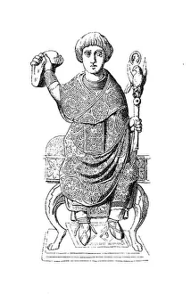 6th Century Gallery: Emperor Athanasius in consular traditional costume, 6th century, after an ivory tablet