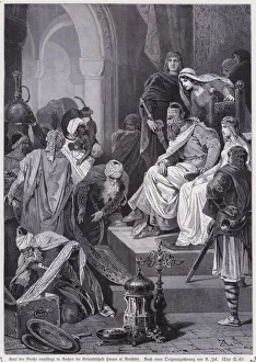 The Emperor Charlemagne receiving the envoys of the Abbasid Caliph Harun al-Rashid at his court in Aachen The Emperor Charlemagne receiving the envoys of the Abbasid Caliph Harun al-Rashid at his court in Aachen