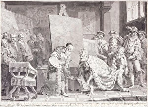 Images Dated 3rd August 2012: Emperor Charles V picking up Titians Paintbrush, (black chalk