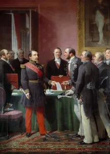 Emperor Napoleon III (1808-1873) handing over to Baron Georges Haussmann (1809-1891 Emperor Napoleon III (1808-1873) handing over to Baron Georges Haussmann (1809-1891