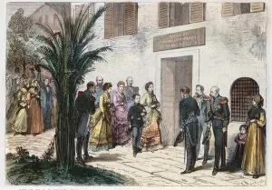 Empress Eugenia and Prince imperial Louis Napoleon visiting the house where Napoleon I Empress Eugenia and Prince imperial Louis Napoleon visiting the house where Napoleon I