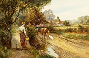 Oil Paintings Collection: An Encounter on the Road, c. 1900 (oil on canvas)