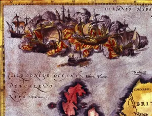 The end of the Invincible Armada off Scotland. According to the Atlas of Abrahm Ortelius The end of the Invincible Armada off Scotland. According to the Atlas of Abrahm Ortelius
