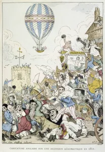 English cartoon about an aeronautical climb in 1811 English cartoon about an aeronautical climb in 1811