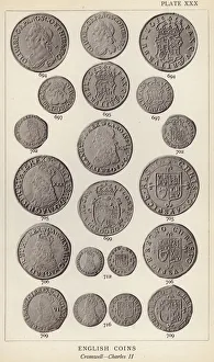 English Coins, Cromwell, Charles II (b/w photo) English Coins, Cromwell, Charles II (b/w photo)
