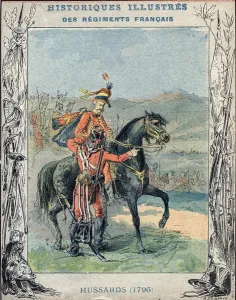 English Hussars, 1796 - From a protective sleeve for school books English Hussars, 1796 - From a protective sleeve for school books