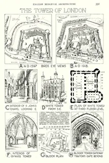 English Mediaeval Architecture; The Tower of London (litho) English Mediaeval Architecture; The Tower of London (litho)