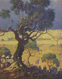 English Troops Descending the Mount of Olives (colour litho) English Troops Descending the Mount of Olives (colour litho)
