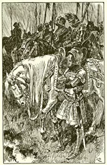 Battle Of Agincourt Gallery: Englishmen waiting for the morning of the battle of Agincourt (engraving)