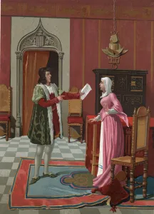 Enrique de Villena telling his wife that he has been elected master of Calatrava Enrique de Villena telling his wife that he has been elected master of Calatrava