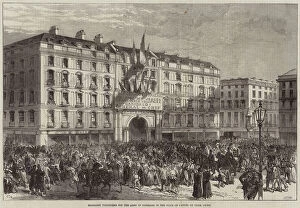 Enrolling Volunteers for the Army of Garibaldi in the Place de l'Hotel de Ville, Lyons (engraving)