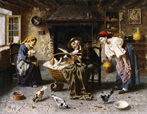 Motherly Gallery: Entertaining the Baby, (oil on canvas)
