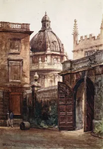 Entrance Gateway of Hertford College and the Radcliffe Library, 1903 (colour litho) Entrance Gateway of Hertford College and the Radcliffe Library, 1903 (colour litho)