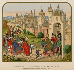 Froissart Collection: Entrance of the Queen Isabeau of Bavaria into Paris (chromolitho)