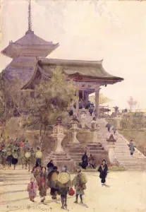 The Entrance to the Temple of Kiyomizu-Dera, Kyoto, with Pilgrims ascending The Entrance to the Temple of Kiyomizu-Dera, Kyoto, with Pilgrims ascending