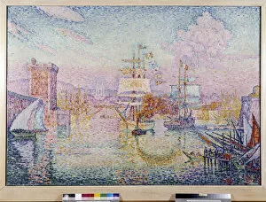 Sailing Vessels Gallery: Entry to the port of Marseille. Painting by Paul Signac (1895-1935), 1918