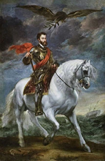 Austrians Gallery: Equestrian portrait of emperor Charles V,1621-27 (oil on canvas)