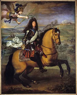 Equestrian portrait of Louis XIV (1638 - 1715) crowns by victory Equestrian portrait of Louis XIV (1638 - 1715) crowns by victory
