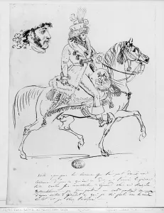 Equestrian portrait of Prince Joachim Murat (pen & brown ink & graphite on paper) Equestrian portrait of Prince Joachim Murat (pen & brown ink & graphite on paper)