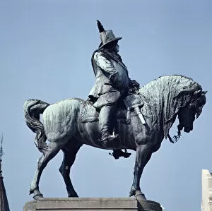 Equestrian statue of Charles Gustav X (1622-60), King of Sweden, Stortorget Square, Malmo (bronze)