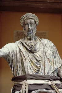 Equestrian statue of Marcus Aurelius (AD 121-180), copy of the bronze original in Palazzo Equestrian statue of Marcus Aurelius (AD 121-180), copy of the bronze original in Palazzo